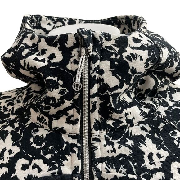 LULULEMON FLEUR SOMBRE‎ BLACK / WHITE SCUBA HOODIE Full zip JACKET SIZE 2 - Picture 2 of 10